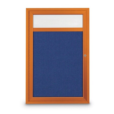 United Visual Products Slim Enclosed Corkboard, 30"x30", White Alum Frame/Apricot UVEB3030-WHITE-APRICOT